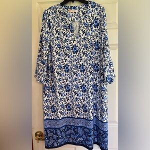 Jude Connally Blue and White Floral Blouse size XL